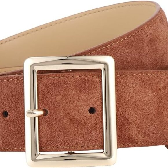 Luxurious Women's Wide Leather Belt with Gold Buckle Perfect for All Occasions
